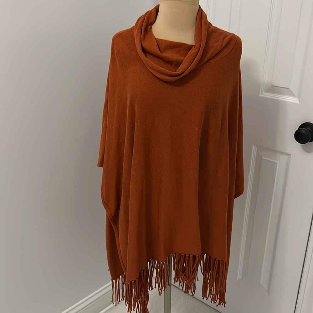Chicos’s Joy Cowl Neck Poncho Russet Orange